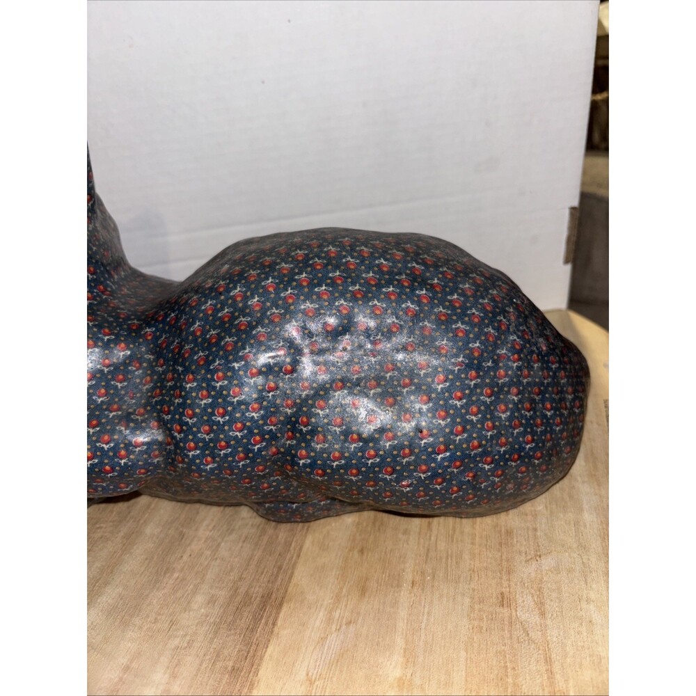 Vintage Cat Floral Pattern Chintz Decoupage Ceramic Door Stop Decor Heavy - Picture 5 of 7